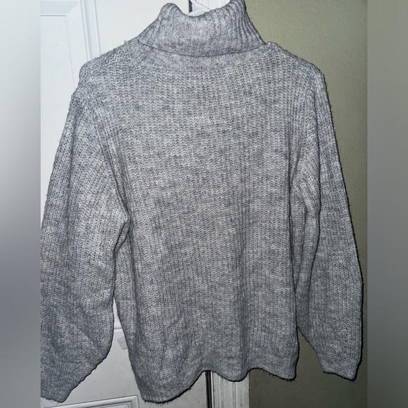 Pietro Brunelli Italian Wool Blend Oversized Grey Turtleneck Wide Sleeves Large - Picture 3 of 6